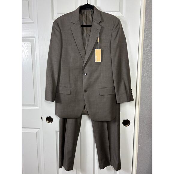 Michael Kors Men's 100% Wool Light Brown Suit 2 Piece Size 38R Waist 31x29 NWT - Picture 4 of 16
